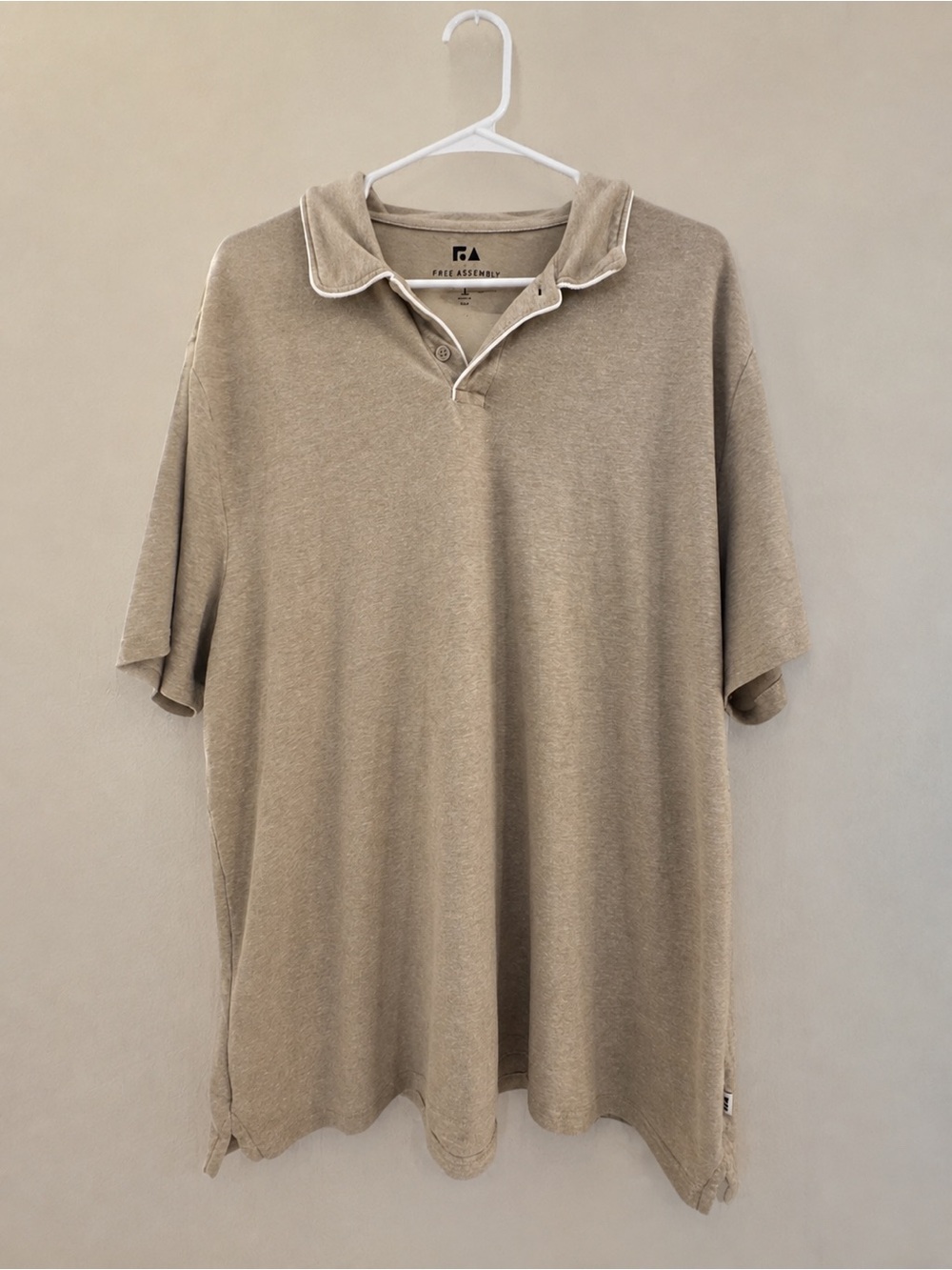 Free Assembly Beige Polo Shirt XXL – Short Sleeve Casual Cotton Blend
